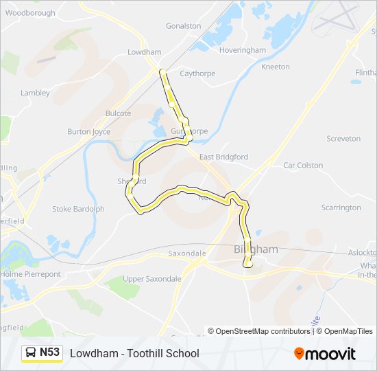 N53 bus Line Map