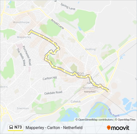 N73 Bus Line Map