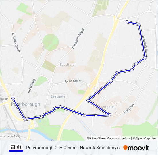 61 bus Line Map