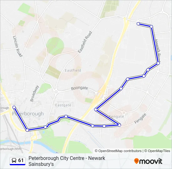 61 Bus Line Map