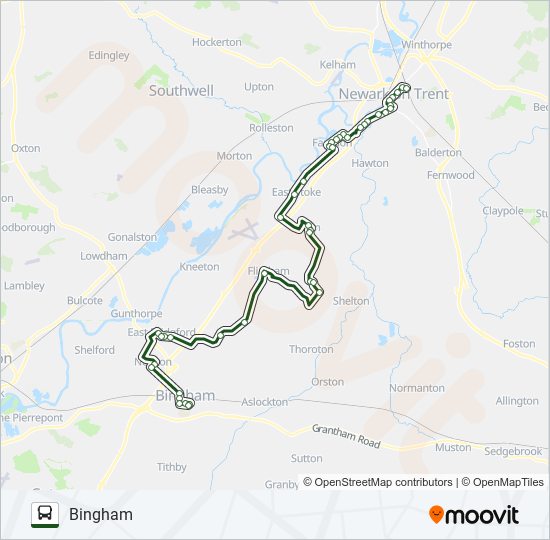354|NOTTSBUS CONNECT bus Line Map