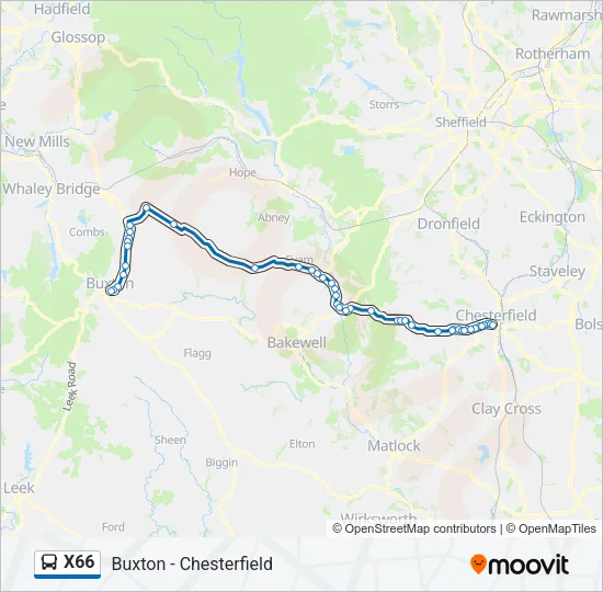 X66 Bus Line Map