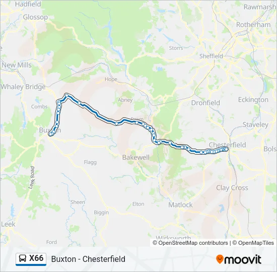 X66 Bus Line Map