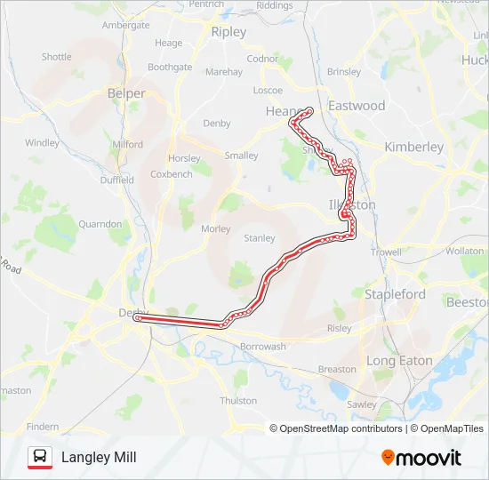 ILKESTON FLYER Bus Line Map