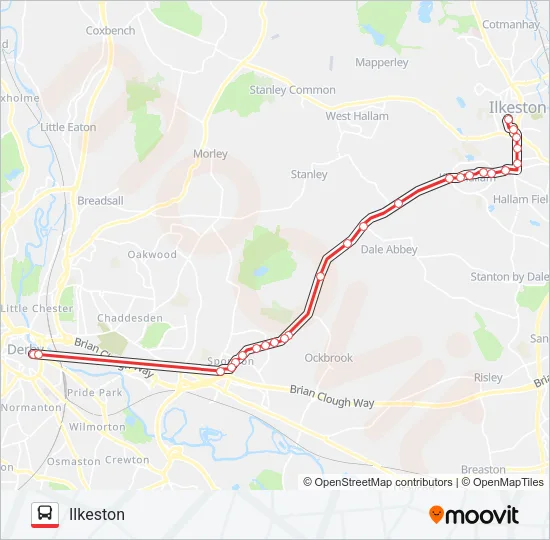 ILKESTON FLYER Bus Line Map