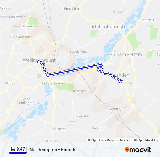 X47 Bus Line Map