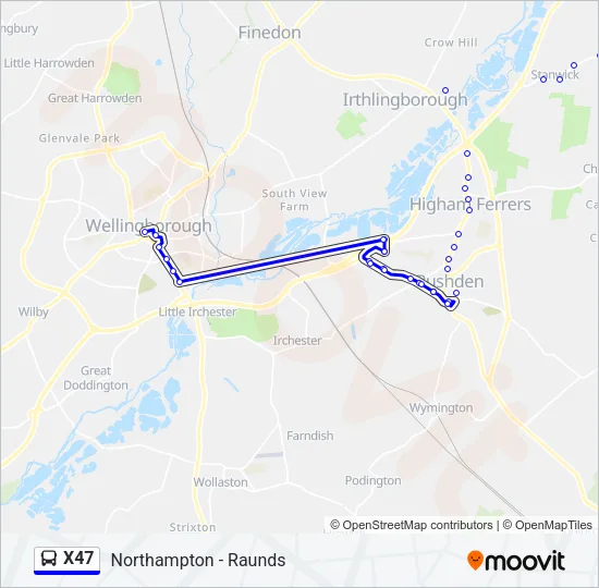 X47 Bus Line Map
