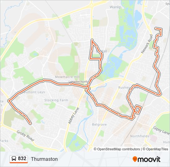 832 bus Line Map