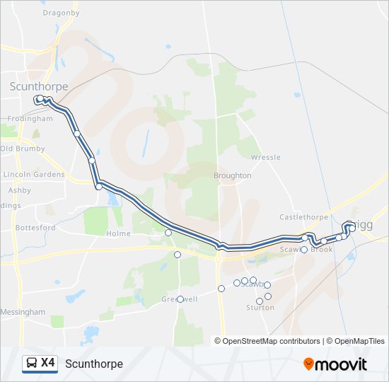 X4 Bus Route Map X4 Route: Schedules, Stops & Maps - Scunthorpe (Updated)