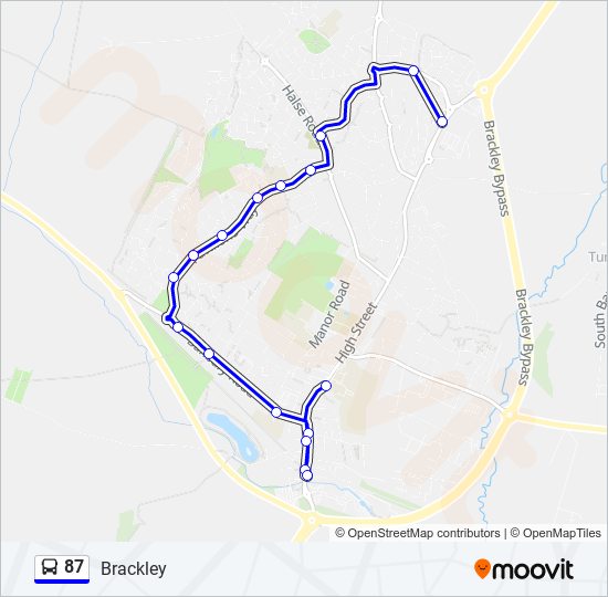 Bus 87 Route Map 87 Route: Schedules, Stops & Maps - Brackley (Updated)