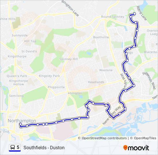 Bus 5 Route Map 5 Route: Schedules, Stops & Maps - Northampton (Updated)