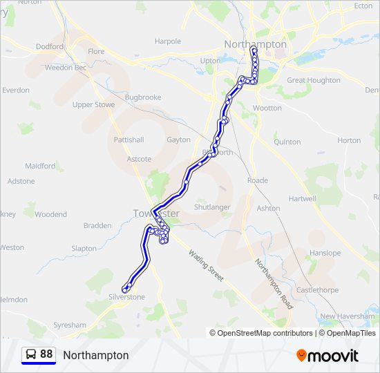 Bus 88 Route Map 88 Route: Schedules, Stops & Maps - Northampton (Updated)