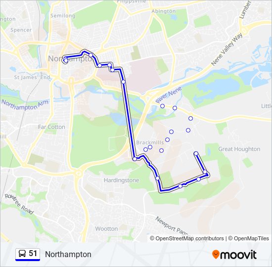 Bus 51 Route Map 51 Route: Schedules, Stops & Maps - Northampton (Updated)