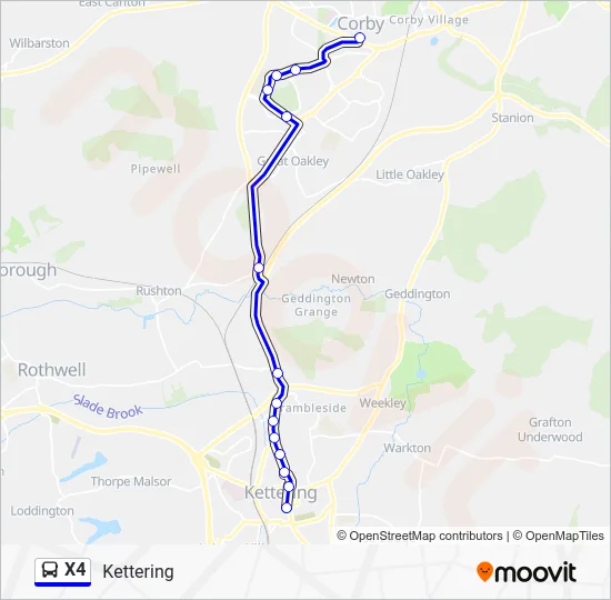 Kettering Driving Test Routes Map.pdf X4 Route: Schedules, Stops & Maps - Kettering (Updated)