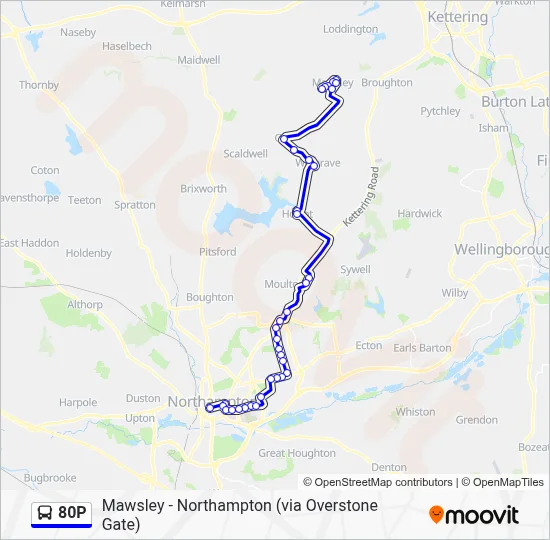 Bus 80p 80P Route: Timetables, Stops & Maps - Mawsley (Updated)