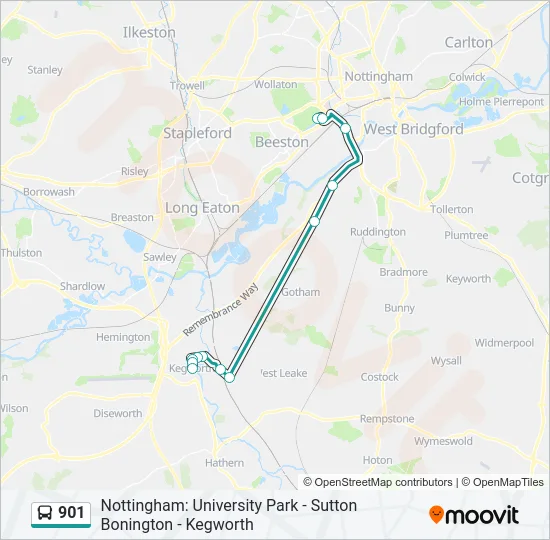 901 Bus Line Map