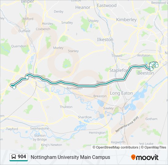 904 Bus Line Map