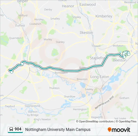 904 Bus Line Map