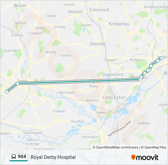 904 Bus Line Map