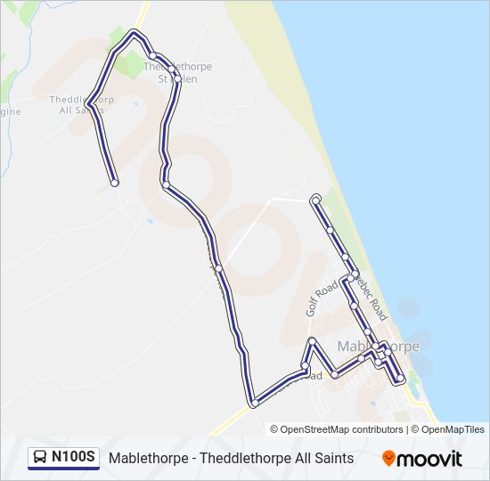 N100S Bus Line Map
