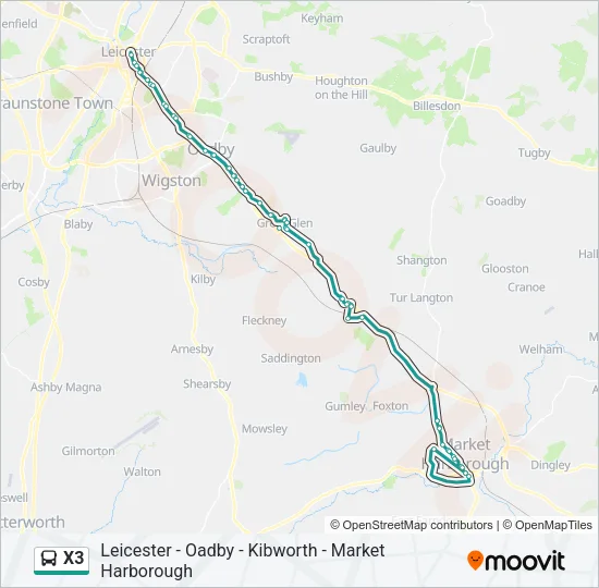 X3 Bus Line Map