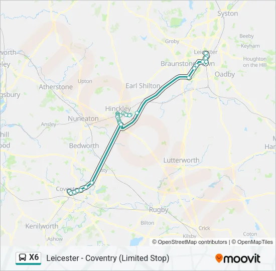 X6 Bus Line Map