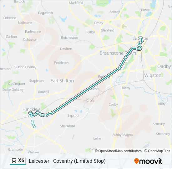 X6 Bus Line Map