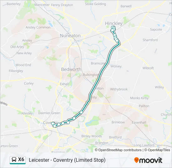 X6 Bus Line Map