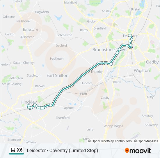X6 Bus Line Map