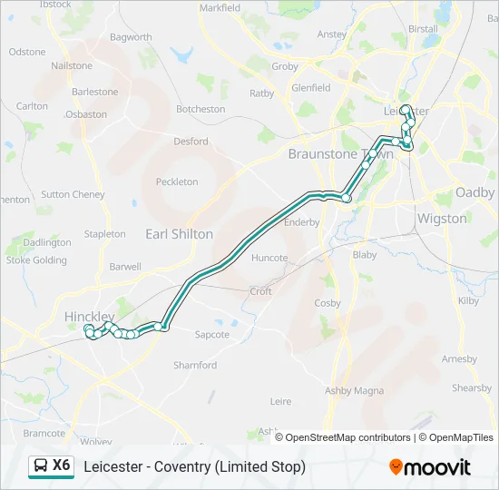 X6 Bus Line Map
