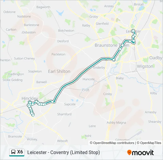 X6 Bus Line Map