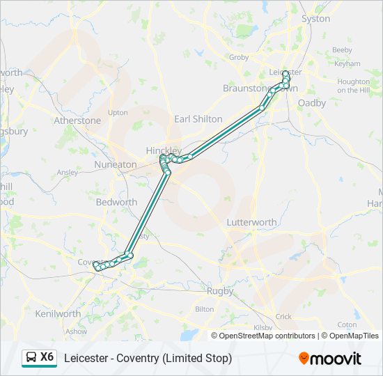 x6 Route Schedules, Stops & Maps Coventry (Updated)