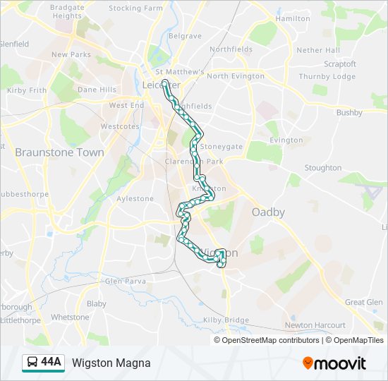 44a Route Schedules, Stops & Maps Wigston Magna (Updated)