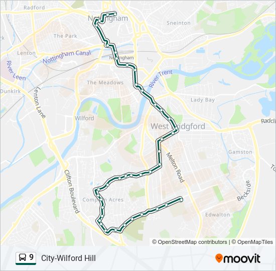 9 Route: Schedules, Stops & Maps - West Bridgford (Updated)