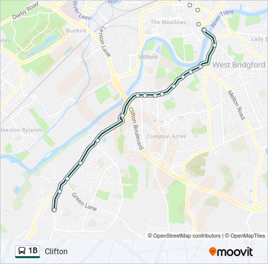 1B bus Line Map