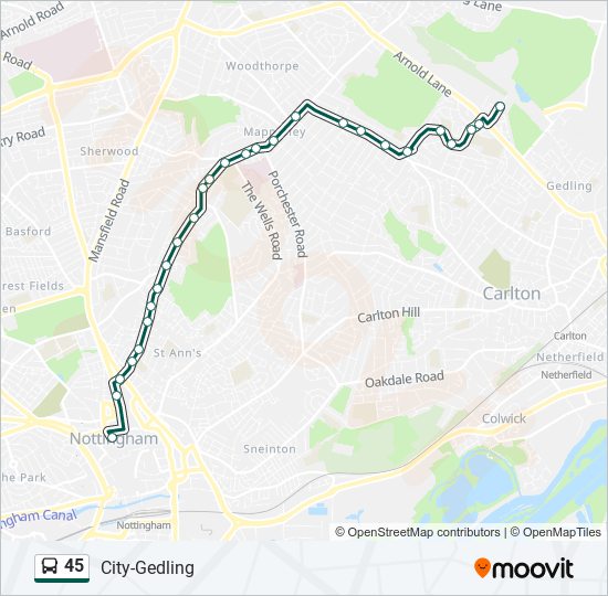 45 bus Line Map