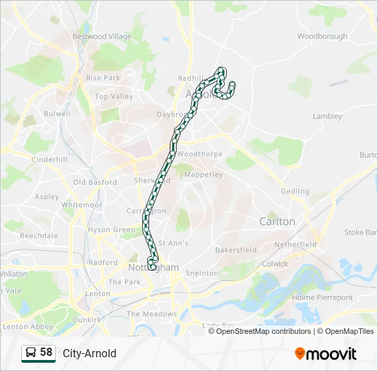 58 Route: Schedules, Stops & Maps - Nottingham (Updated)