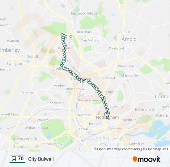 70 Bus Line Map