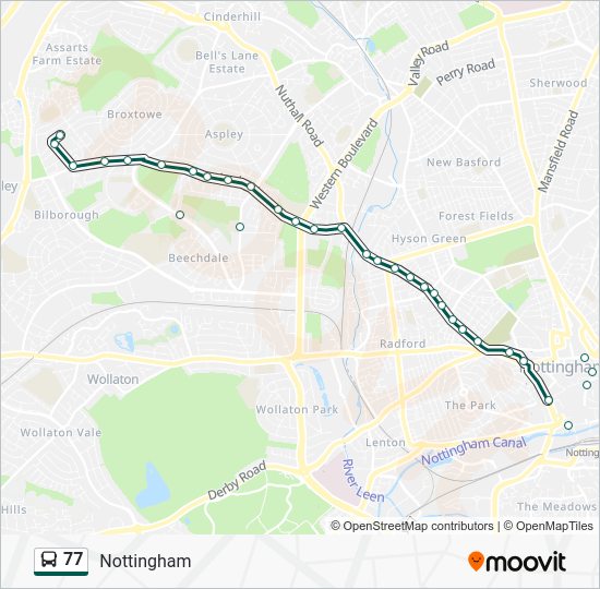 77 Route Schedules Stops Maps Nottingham