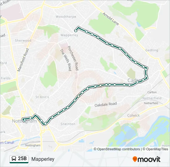 25B Bus Line Map