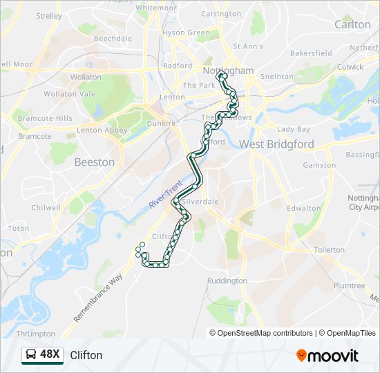 48X Bus Line Map