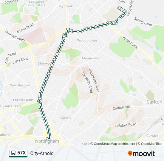 57X Bus Line Map