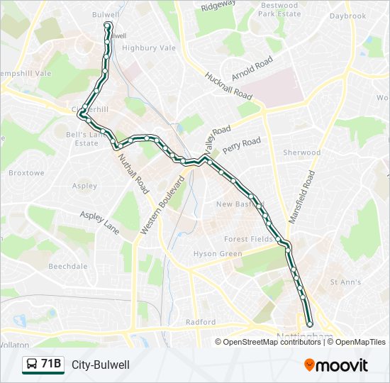 71B bus Line Map