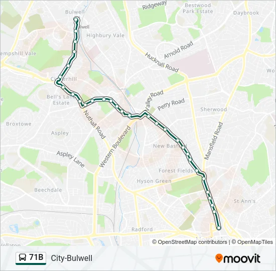 71B Bus Line Map