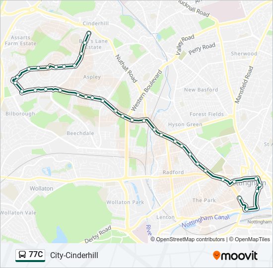 77C bus Line Map