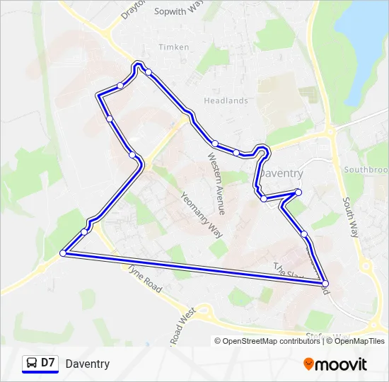 D7 Route: Schedules, Stops & Maps - Daventry (Updated)
