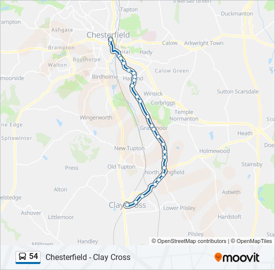 Bus 54 Route Map 54 Route: Schedules, Stops & Maps - Chesterfield (Updated)