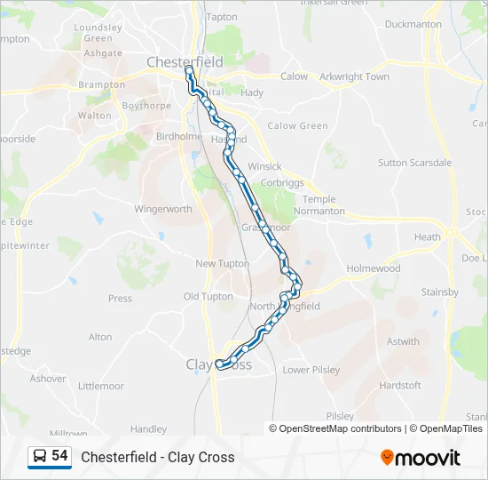 54 Route: Schedules, Stops & Maps - Chesterfield (Updated)