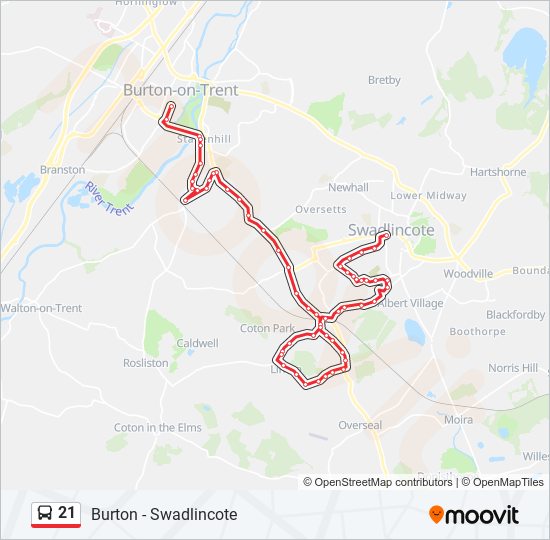 21 bus Line Map