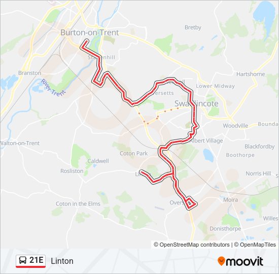 21E Bus Line Map